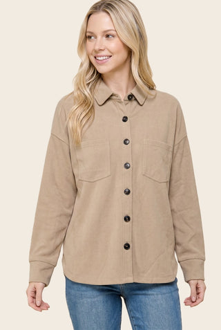 Micro Brushed Button Down Shirt in Sand
