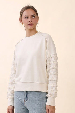 Textured Sleeve Sweatshirt Top