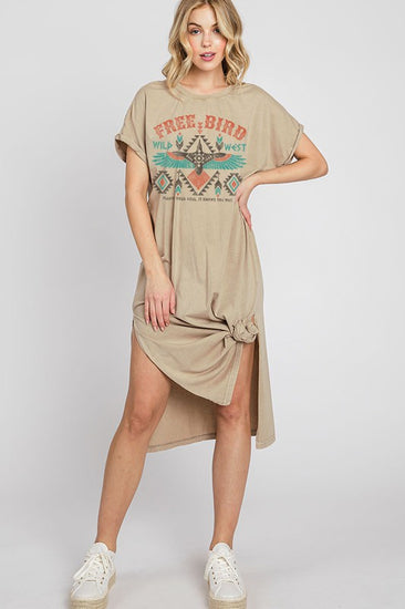 Aztec Free Bird Graphic Tee Dress | JQ Clothing Co.