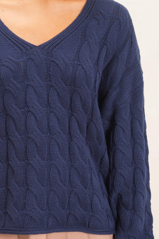 Cable Knit V-Neck Sweater