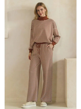 Striped Casual Lounge Top and Pants Set