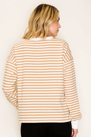 Half Button Striped Sweatshirt