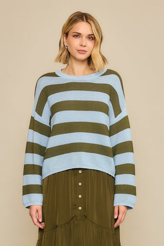 Striped Light Knit Pullover Sweater