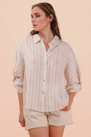 Roll Up Half Sleeve Stripe Shirt