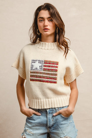 American Flag Patchwork Sweater