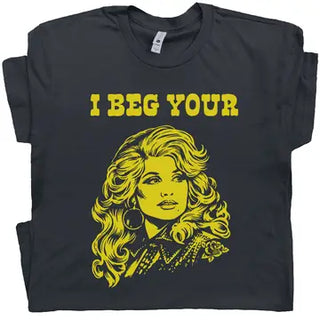 I Beg Your Parton Black Retro Country Music Tee