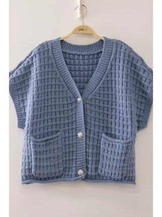 Waffle Texture Crop Cardigan