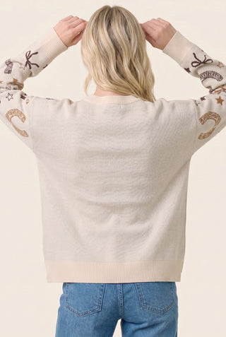 Western Jacquard Thick Knit Sweater