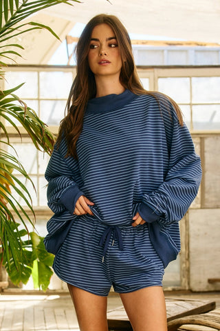 Stripe Print Dolphin Short Set