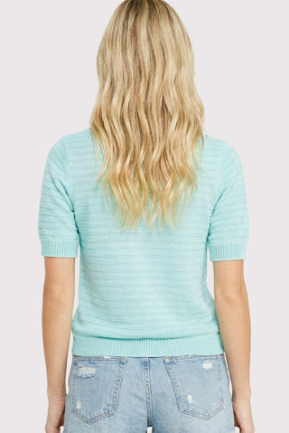 Pointelle Texture Striped Sweater