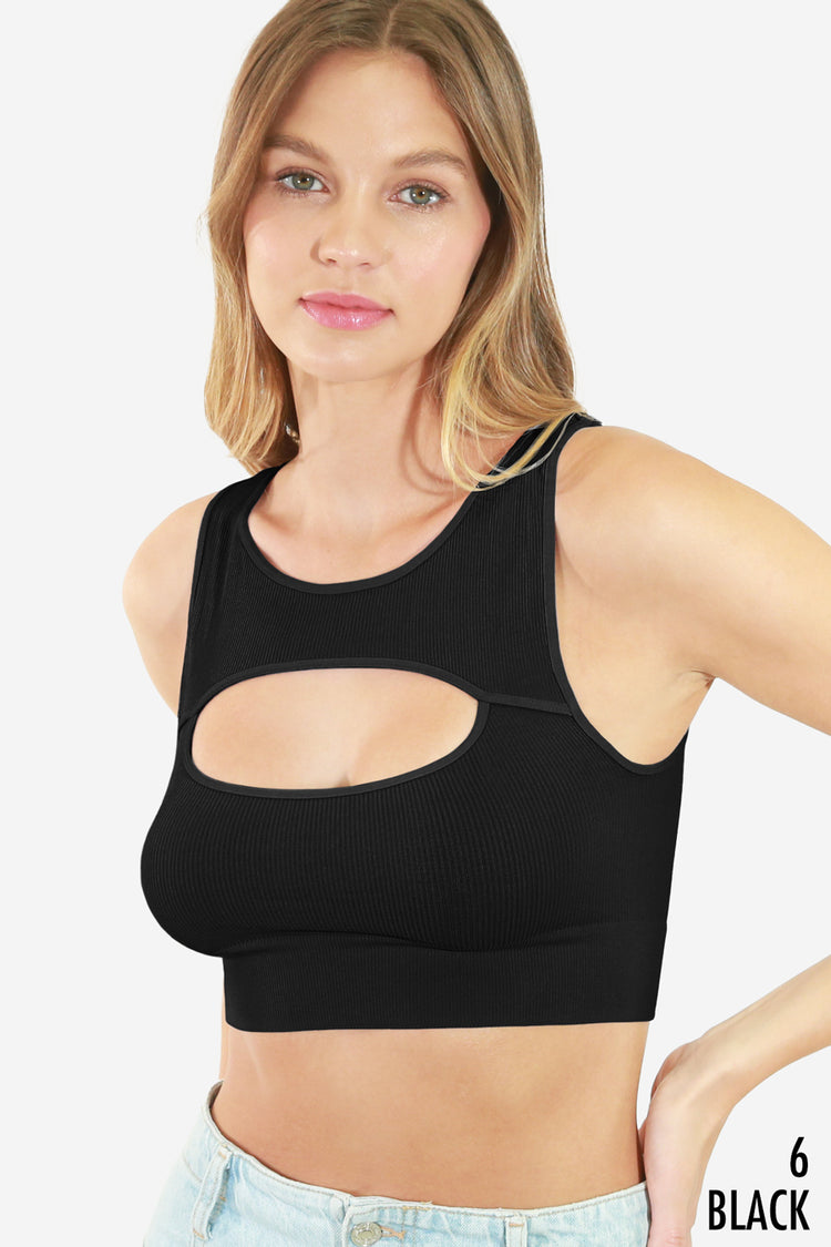 Ribbed Front Cutout Cropped Top | JQ Clothing Co.