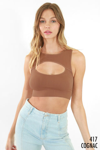 Ribbed Front Cutout Cropped Top | JQ Clothing Co.