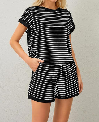 Curvy Stripe Knit Short Set