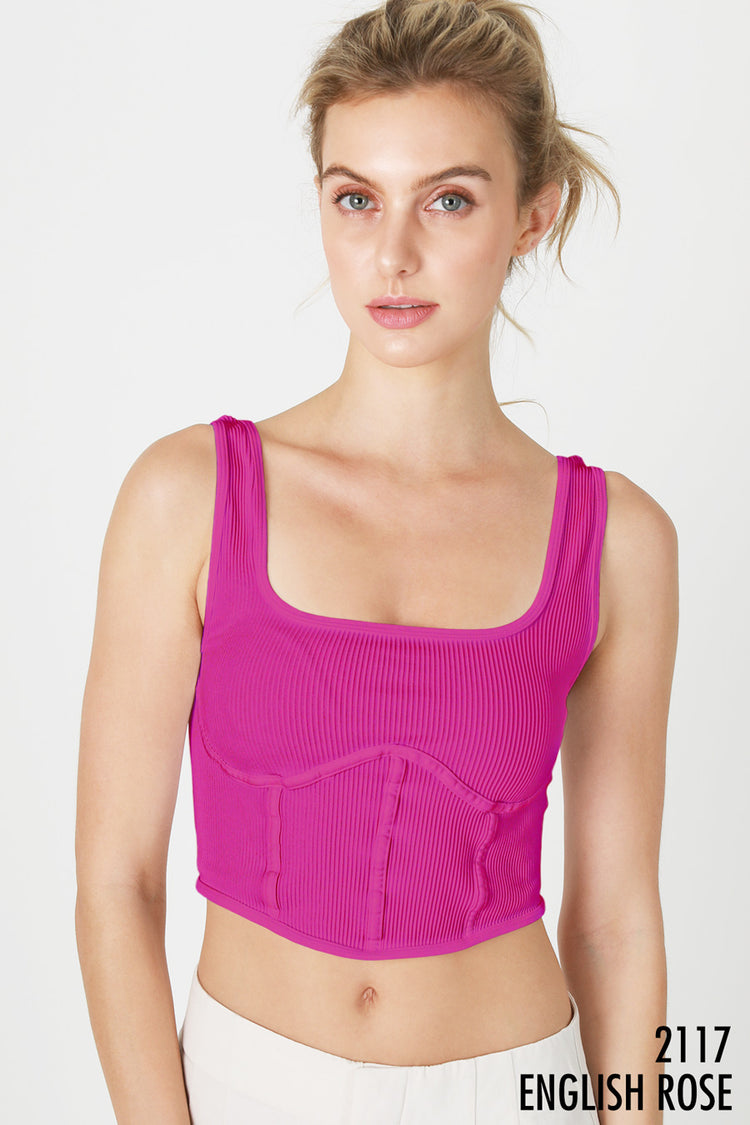 Corset Style Ribbed Crop Top