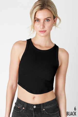 Curved Hem Ribbed Knit Crop