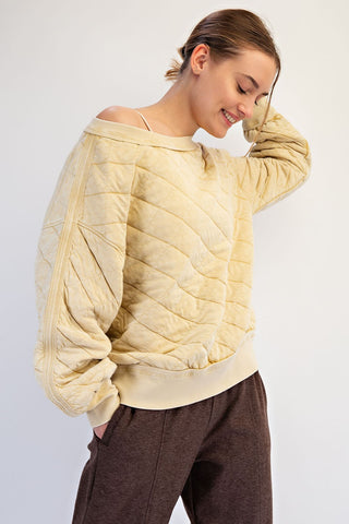 Dandelion Quilted Off Shoulder Pullover