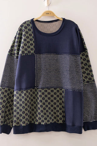 Navy Mix & Match Detail LS Top