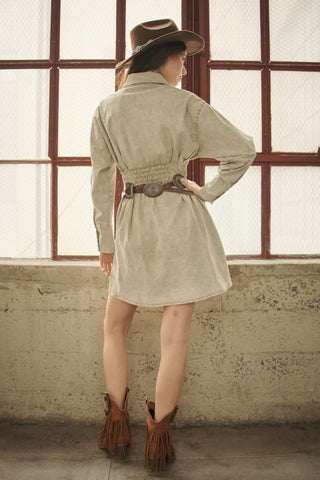 Western Embroidered Shirt Dress