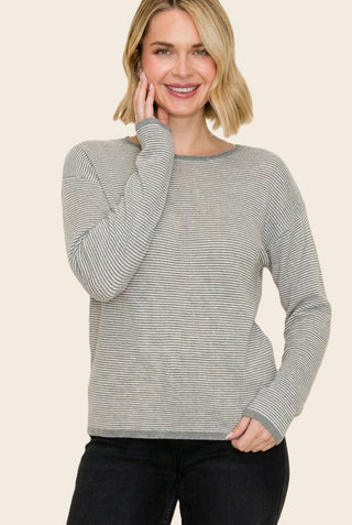Grey Mini Waffle Textured Sweater