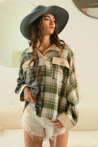 Collared Plaid Color Block Top | JQ Clothing Co.