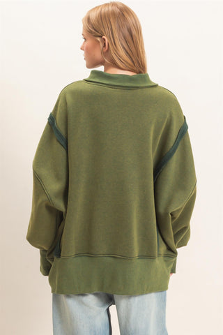 Mineral Wash Snap Collar Pullover