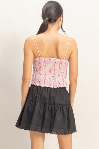 Lace Trim Floral Strap Tank