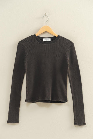 Min Wash Waffle Knit LS Top