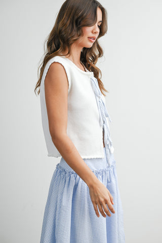 Tie-Front Scalloped-Hem Vest
