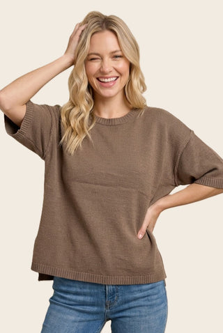 Elbow Sleeve Solid Sweater