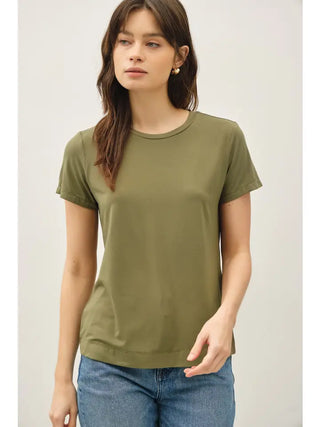 Bamboo Modal Basic Round Neck T-Shirt in Olive