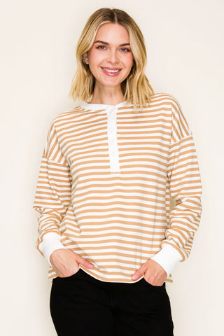 Half Button Striped Sweatshirt