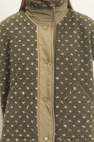 Polka Dot Sherpa Button-Front Sleeveless Vest