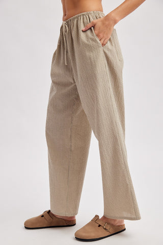 Mini Plaid Woven Drawstring Pants