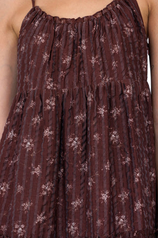 Burgundy Floral Tiered Maxi Dress