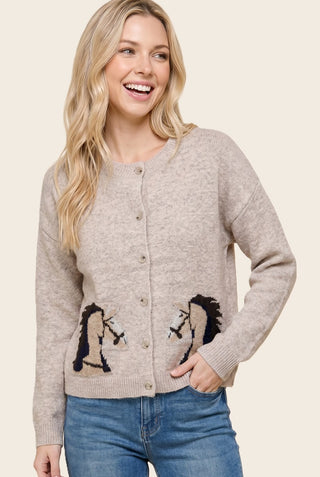 Western Horse Sweater Cardigan