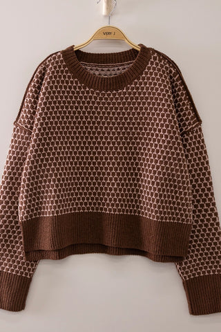Geometric Check Pattern Sweater