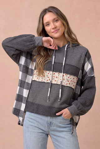 Curvy Fireside Floral Hoodie