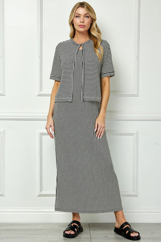 Striped Layered-Look Maxi Dress
