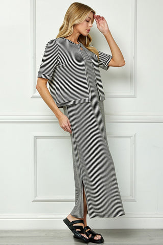 Striped Layered-Look Maxi Dress