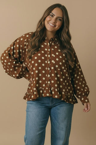 Curvy Polka Dot Peplum Shirt