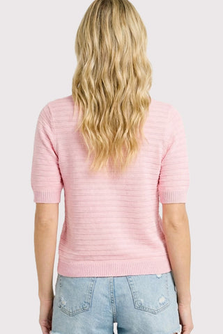 Pointelle Texture Striped Sweater