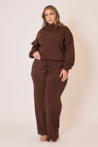 Curvy Offset Notched Mock Neck Sweatshirt