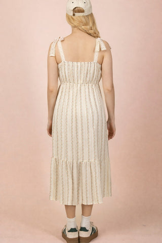 Lace Trim Detail Floral Midi Dress