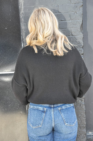 Drop Shoulder Mock Turtle Neck