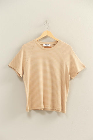 Textured Striped Raglan Sleeve Tee