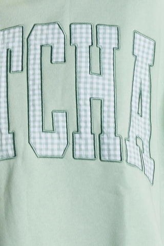 Embroidered "Matcha" Mock Neck Sweatshirt