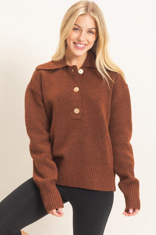 Button-Up Collared Sweater