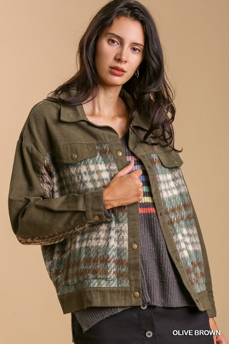 Sherpa Plaid Contrasted Jacket | JQ Clothing Co.