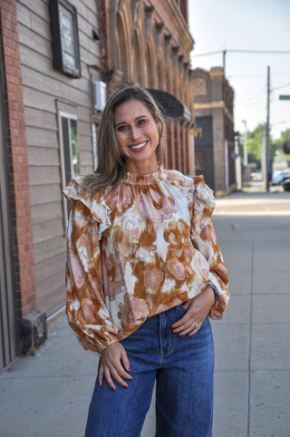 Abstract Floral Printed Blouse