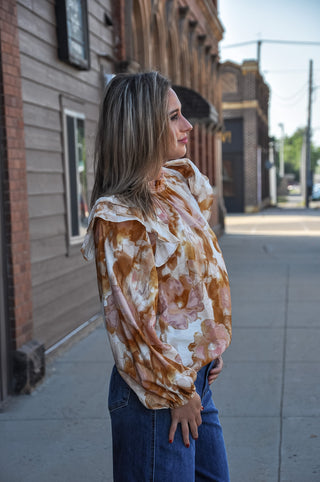 Abstract Floral Printed Blouse